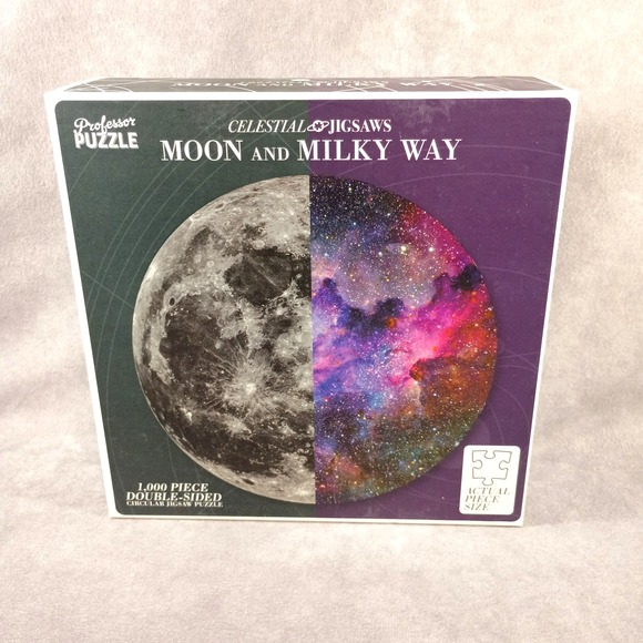 Celestial Jigsaw Other - Celestial Jigsaw Puzzle Moon & Milky Way Double Sided 1000 Pc 20" Circular (NEW)